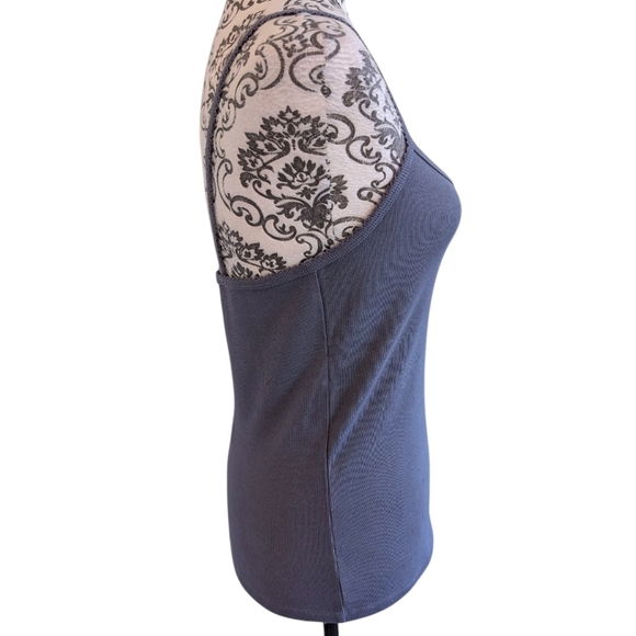 Aritzia Homestretch Rib Lace V-neck Cami Tank Vintage Navy New With Tag Women XL - Picture 9 of 13